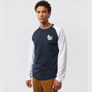 Psycho Bunny Mens Fulton Printed Long Sleeve T Shirt- Navy